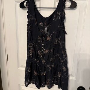 Anthropologie Black and Pink Floral Sleepwear